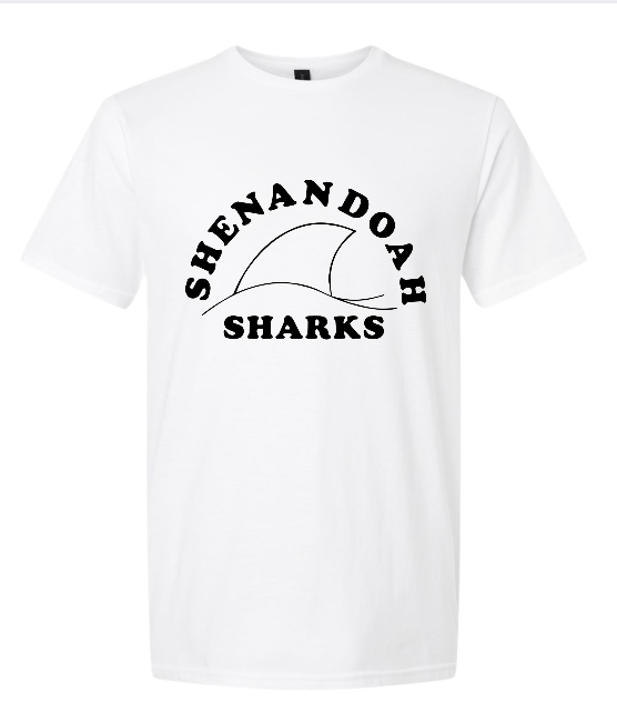 Shenandoah Sharks Team T-Shirt - Yellow, White, Black or Sport Grey - Youth & Adult Sizes