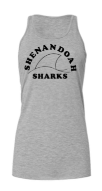 Shenandoah Sharks Ladies Flowy Racerback Tank - White, Black or Athletic Grey - Adult