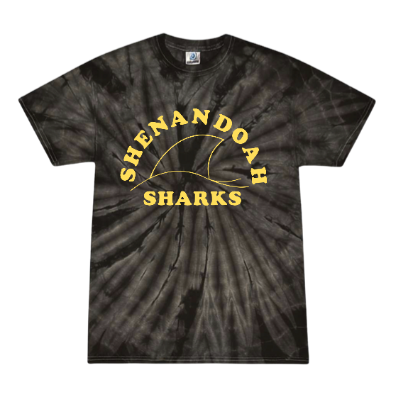 Shenandoah Sharks Tie Dye Tee T-Shirt - Black Spider- Youth & Adult Sizes