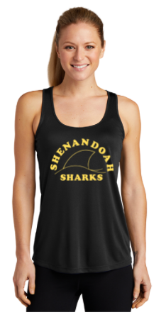 Shenandoah Sharks Ladies Moisture Wicking Racerback Tank Top - White or Black - Adult