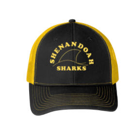Shenandoah Sharks Embroidered Snapback Trucker Cap Hat- Black/Gold