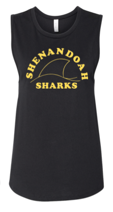 Shenandoah Sharks Ladies Muscle Tank Top - White, Black or Athletic Grey - Adult
