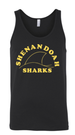 Shenandoah Sharks Team Unisex Jersey Tank Top - Black or White - Youth & Adult Sizes