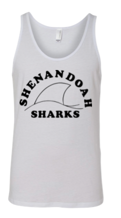 Shenandoah Sharks Team Unisex Jersey Tank Top - Black or White - Youth & Adult Sizes