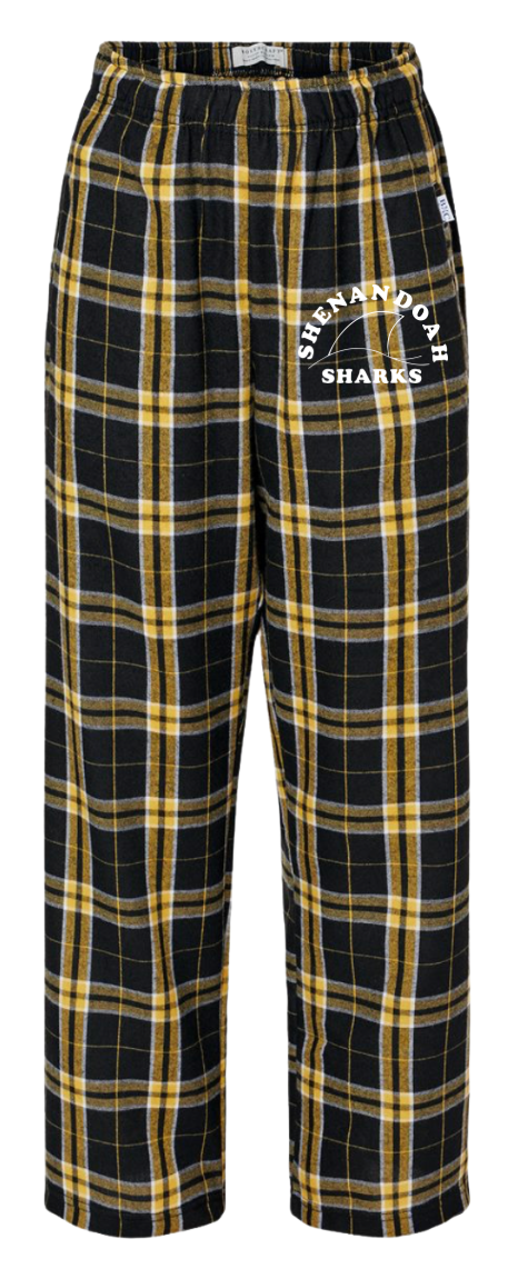 Shenandoah Sharks Flannel Pajama Pants - Black/Gold Plaid- Youth and Adult