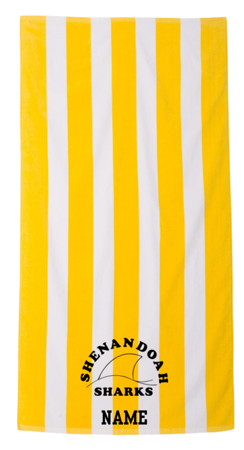Shenandoah Sharks Custom Embroidered Beach Towel- Yellow Stripe