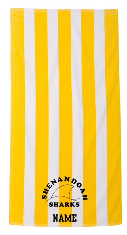 Shenandoah Sharks Custom Embroidered Beach Towel- Yellow Stripe