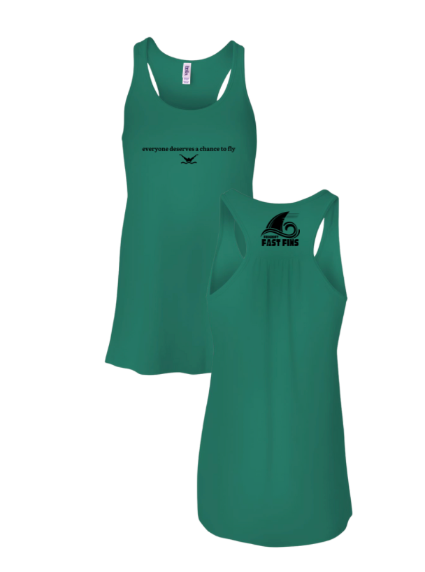 Foxcroft FAST Fins Ladies Flowy Racerback Tank - Kelly Green - Everyone Deserves the Chance to Fly - ADULT
