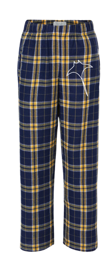 Harpers Mill Manta Rays Flannel Pajama Pants - 2 Design Options - Navy/Gold - Youth & Adult Sizing