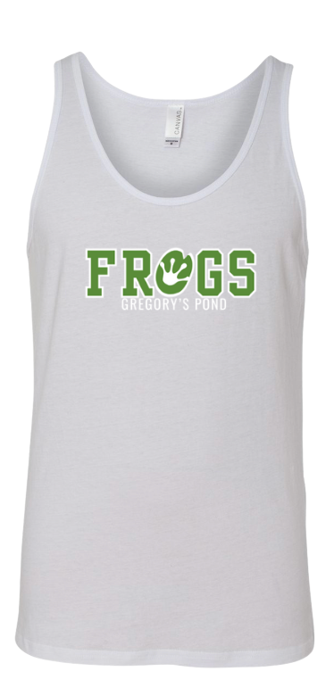 Gregorys Pond Team Unisex Jersey Tank Top - White or Asphalt - FROGS - Adult