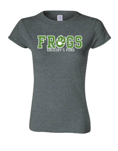 Gregorys Pond Ladies T-Shirt - Charcoal, Sport Grey, White or Dark Heather - Frogs -Adult