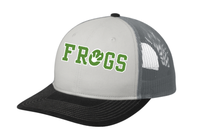 Gregorys Pond  Custom Embroidered Snapback Trucker Cap Hat- White/Black/Grey