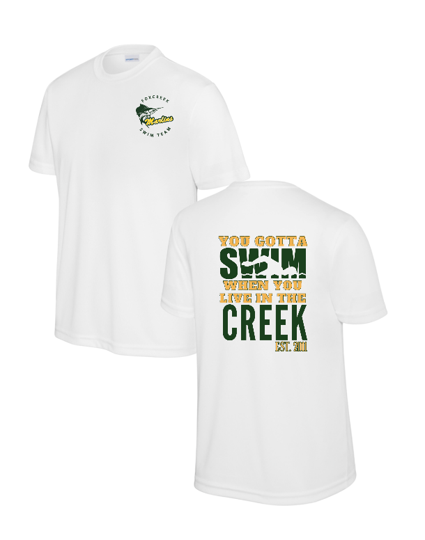 Foxcreek Marlins Mens Moisture Wick Tee - White or Grey Concrete - 2 Design Options - Adult MENS