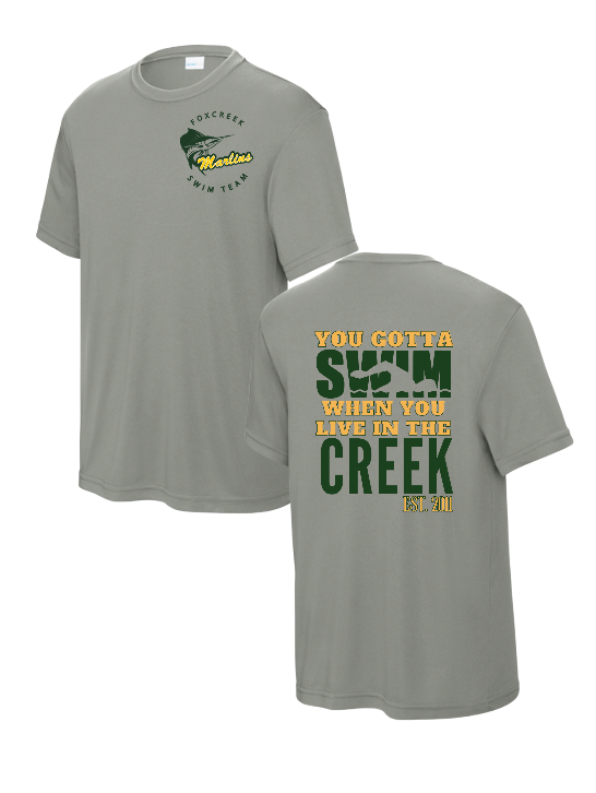 Foxcreek Marlins Team Moisture Wick Tee -White or Grey Concrete - 2 Design Options - YOUTH