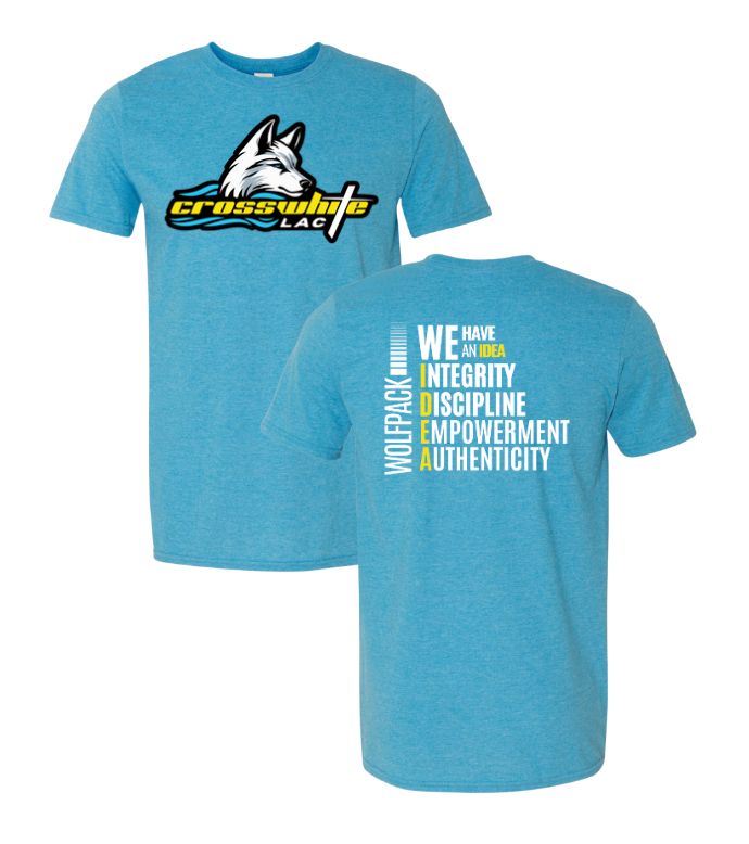 Crosswhite LAC Team Short Sleeve T-Shirt - Heather Turquoise -  Adult Sizes Only