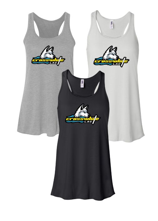 ​Crosswhite LAC Team Girls & Ladies RACERBACK Tank  - White, Black or Grey - Youth & Adult Sizing
