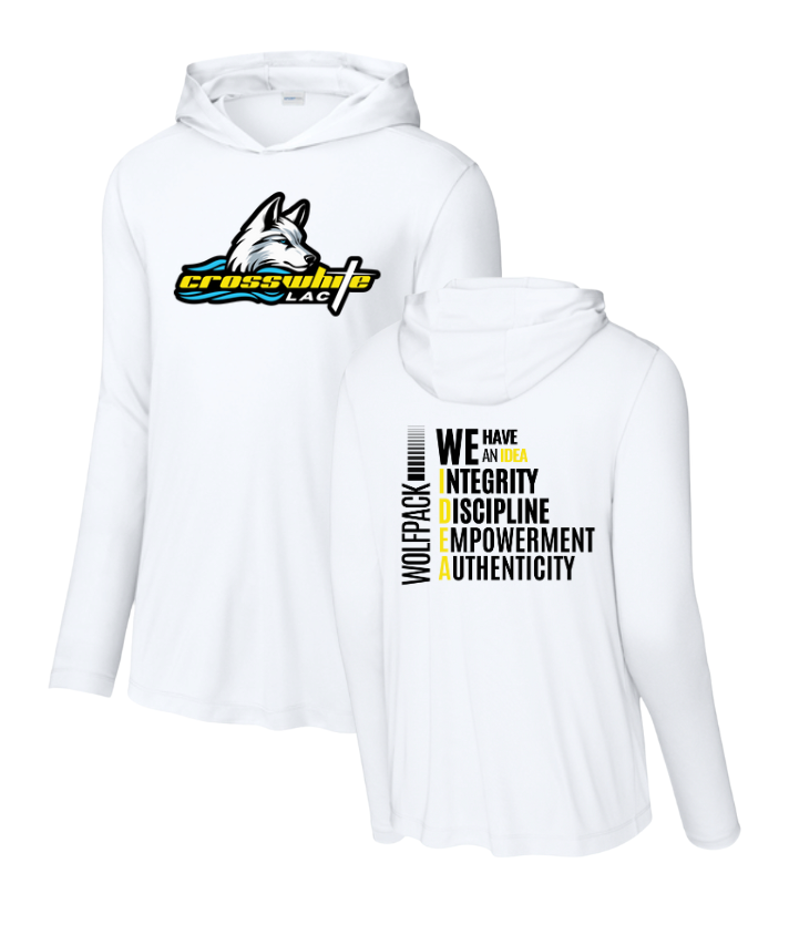 Crosswhite LAC UV PRO Long Sleeve Hoodie Tee - White or Black - Adult Sizing Only