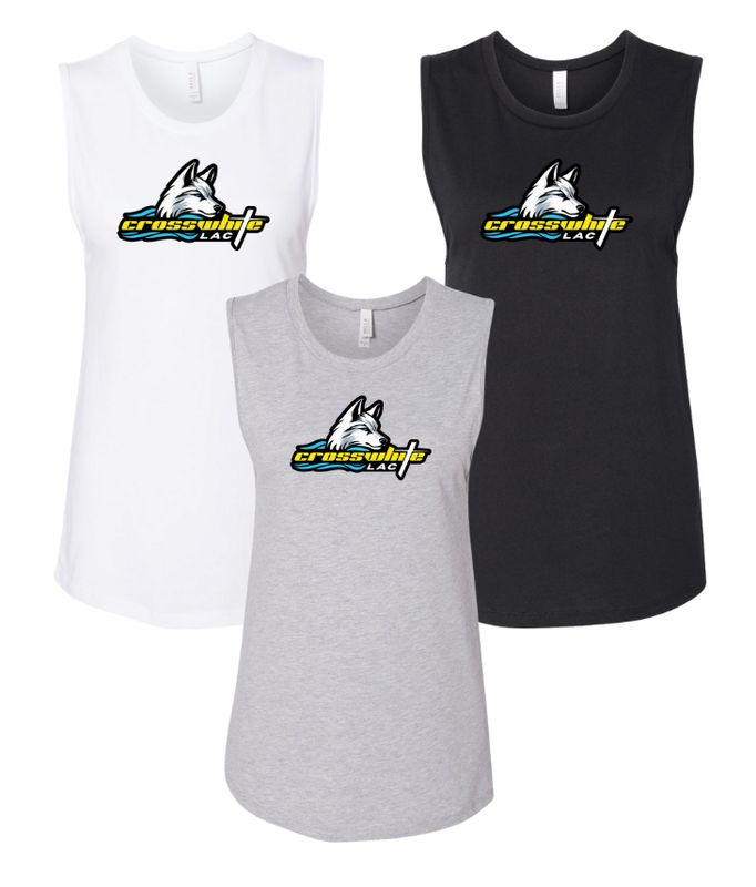 Crosswhite LAC Team Ladies MUSCLE Tank Top - Black, White or Grey - Adult Sizing Only Crosswhite LAC Team Ladies MUSCLE Tank Top - Black, White or Grey - Adult Sizing Only