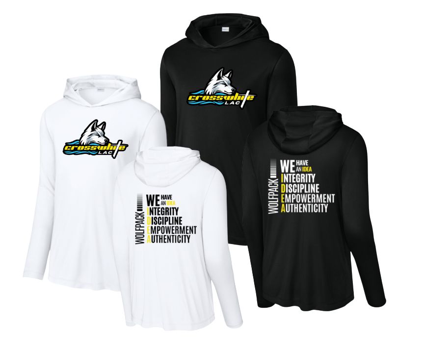 Crosswhite LAC UV PRO Long Sleeve Hoodie Tee - White or Black - Adult Sizing Only