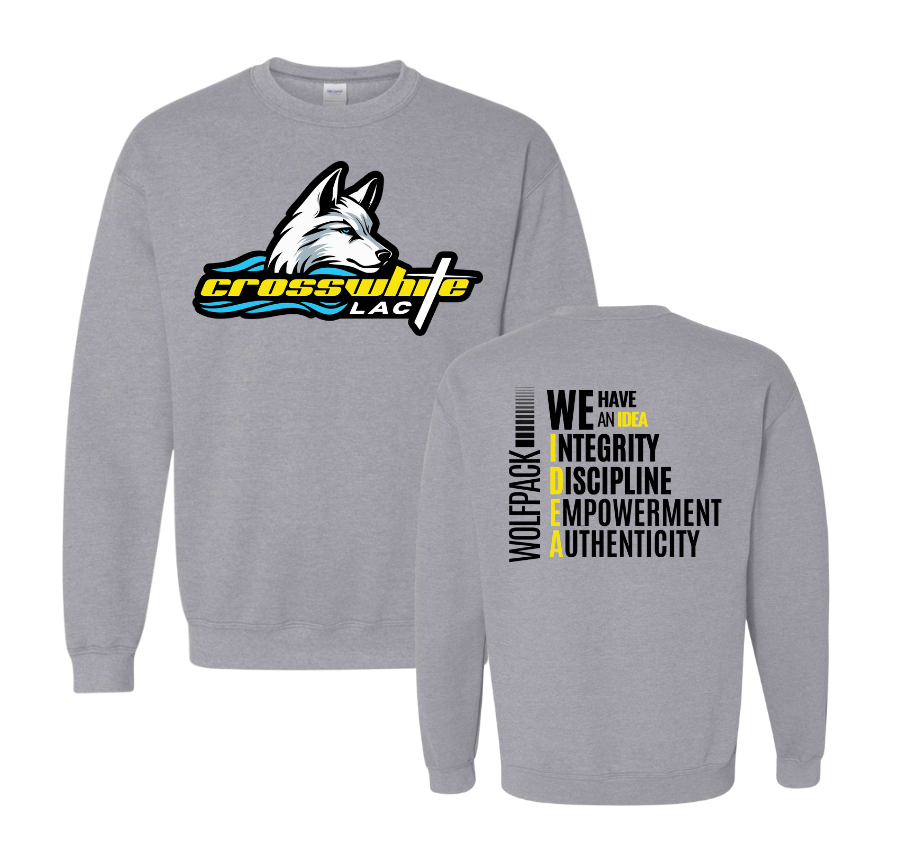 Crosswhite LAC Team CREW Sweatshirt - Black, White or Grey - Youth & Adult Sizes
