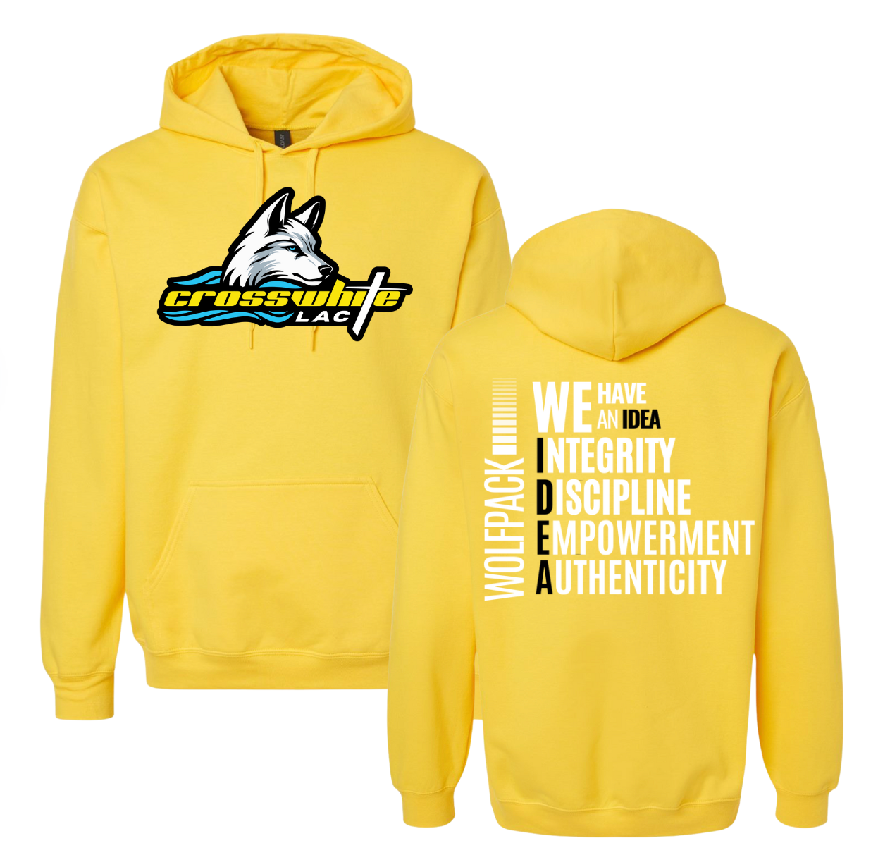 ​Crosswhite LAC Team HOODIE Sweatshirt - White, Black, Yellow or Sport Grey - Youth and Adult Sizing