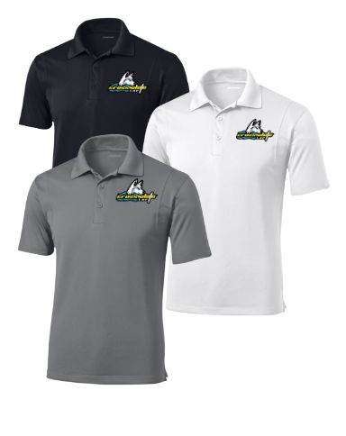 Crosswhite LAC Team Embroidered Mens Moisture Wick Polo - Black, White or Grey Crosswhite LAC Team Embroidered Mens Moisture Wick Polo - Black, White or Grey