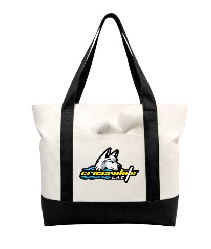 Crosswhite LAC Custom Canvas Tote Bag - Black/Natural - LARGE with ZIPPER