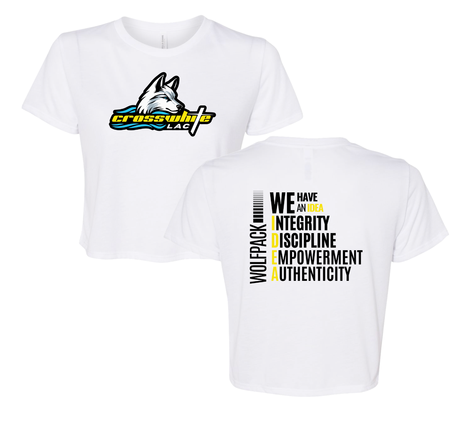 Crosswhite LAC Ladies Team CROPPED T-Shirt - Black, White or Grey