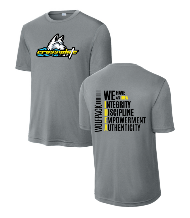 Crosswhite LAC Team Moisture Wick Tee -White, Black or Grey Concrete  - YOUTH