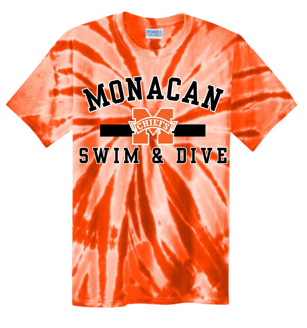 Monacan Chiefs Team Tie Dye Tee T-Shirt - Orange or Black - Design 6 Monacan Chiefs Team Tie Dye Tee T-Shirt - Orange or Black - Design 6