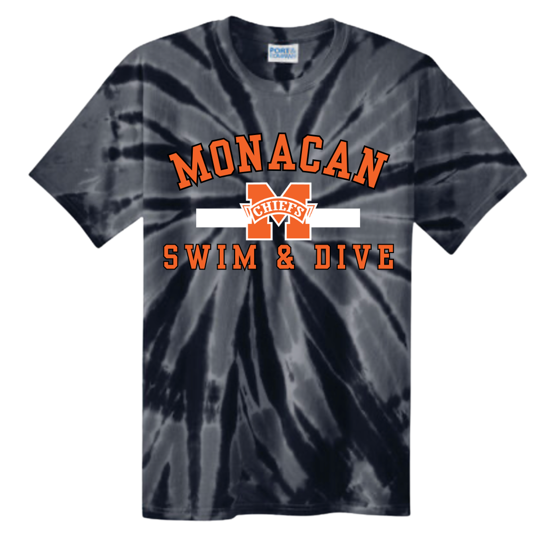 Monacan Chiefs Team Tie Dye Tee T-Shirt - Orange or Black - Design 6