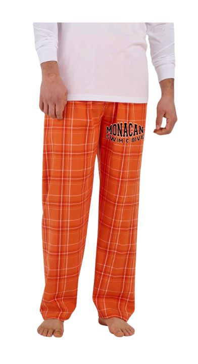 Monacan Chiefs Team Flannel Pajama Pants PJs - Orange Plaid Monacan Chiefs Team Flannel Pajama Pants PJs - Orange Plaid