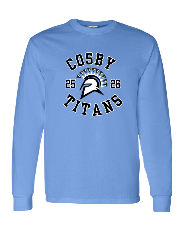 Cosby Titans Team Long Sleeve T-Shirt - Carolina Blue - 7 Designs