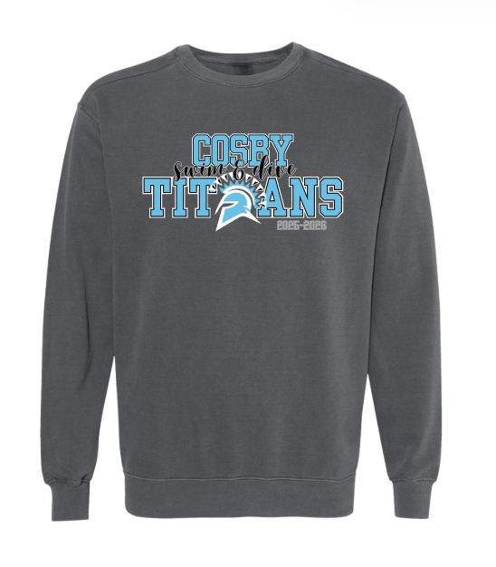 Cosby Titans Team Crew Neck Sweatshirt Comfort Colors - Pepper - 9 Designs