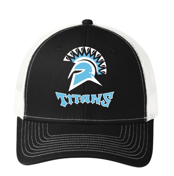 Cosby Titans Embroidered Snapback Trucker Cap Hat - Carolina Blue & White or Black & White