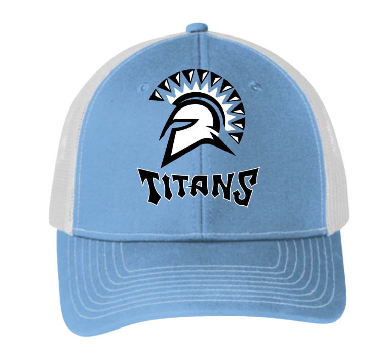 Cosby Titans Embroidered Snapback Trucker Cap Hat - Carolina Blue & White or Black & White