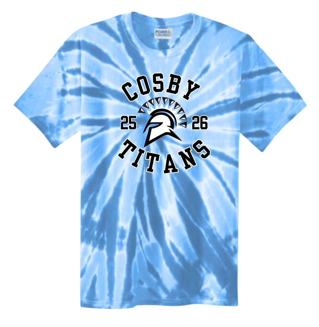 Cosby Titans Team Tie Dye Tee T-Shirt - Light Blue - Design 2
