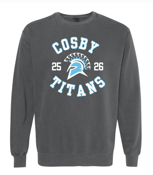 Cosby Titans Team Crew Neck Sweatshirt Comfort Colors - Pepper - 9 Designs