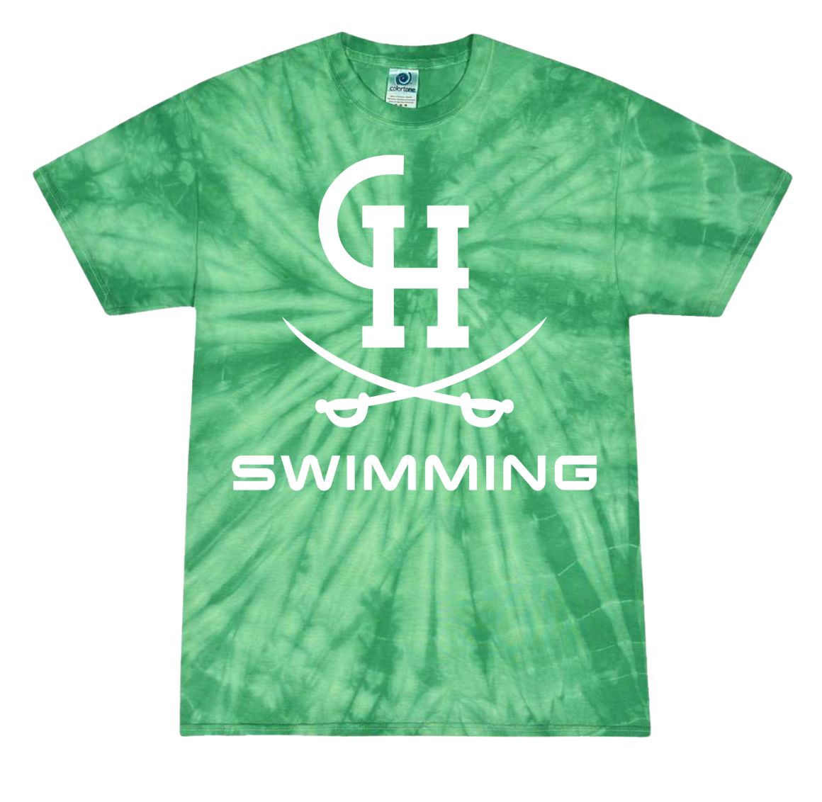 Clover Hill Cavaliers Tie Dye Tee T-Shirt - Kelly Green Spider - Design 7