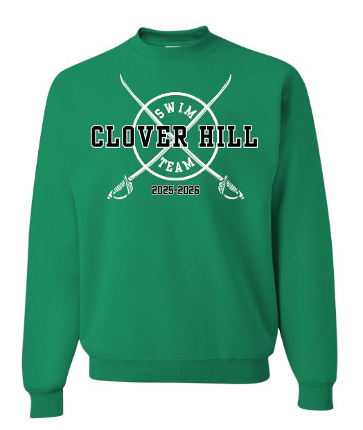 Clover Hill Cavaliers Team Crew Sweatshirt - Kelly Green - 8 Designs