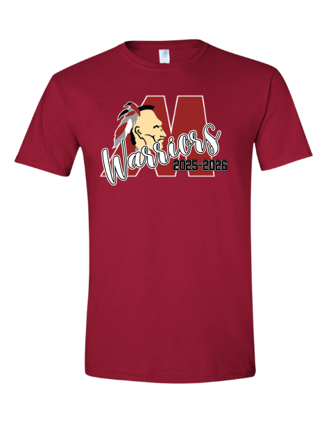 Matoaca Warriors Team Short Sleeve T-Shirt - Cardinal Red - 5 Designs