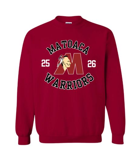 Matoaca Warriors Team Crew Sweatshirt - Cardinal Red-  5 Designs