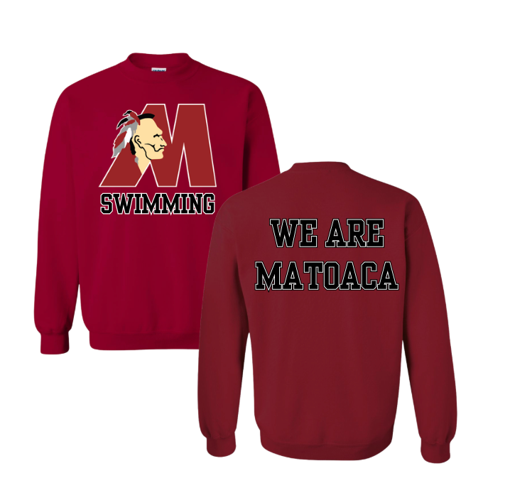 Matoaca Warriors Team Crew Sweatshirt - Cardinal Red- 5 Designs