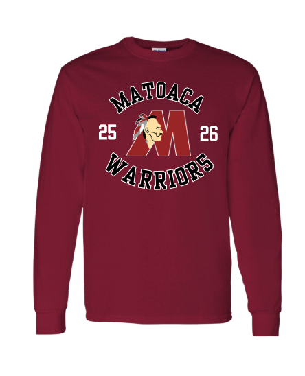 Matoaca Warriors Team Long Sleeve T-Shirt - Cardinal Red - 5 Designs