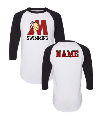 Matoaca Warriors Team PERSONALIZED Raglan Baseball Jersey T-Shirt - Black & White or Red & White- Design 1