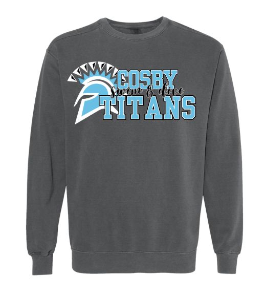 Cosby Titans Team Crew Neck Sweatshirt Comfort Colors - Pepper - 9 Designs