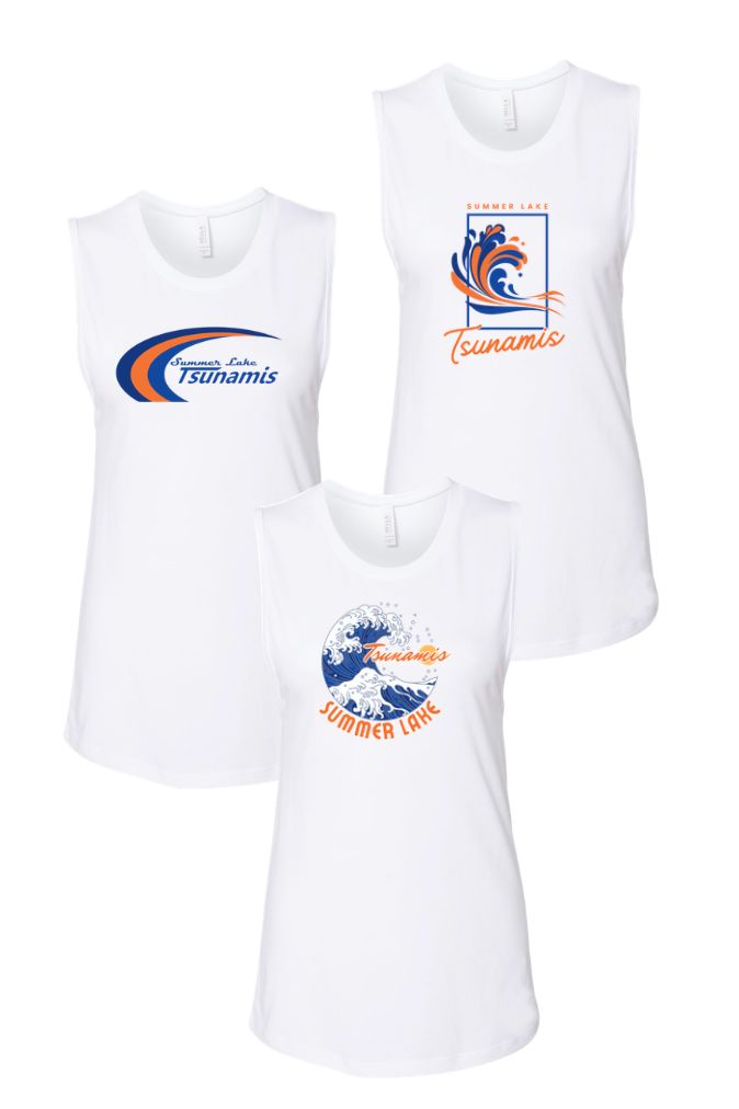 Summer Lake Tsunamis Ladies Muscle Tank Top - White - 3 Design Options