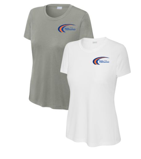 Summer Lake Tsunamis LADIES Moisture Wick Tee - Grey Concrete or White Summer Lake Tsunamis LADIES Moisture Wick Tee - Grey Concrete or White