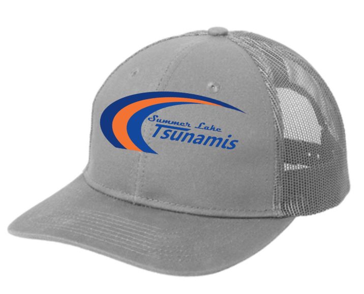Summer Lake Tsunamis Embroidered Snapback Trucker Cap Hat- Gusty Grey