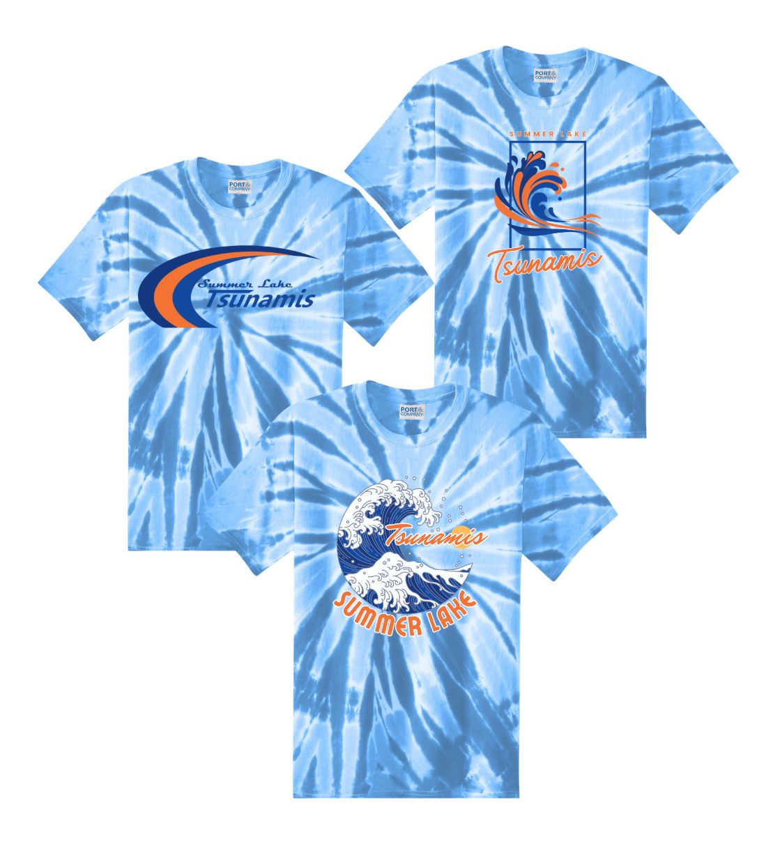 Summer Lake Tsunamis Tie Dye Tee T-Shirt - Light Blue - 3 Design Options Summer Lake Tsunamis Tie Dye Tee T-Shirt - Light Blue - 3 Design Options